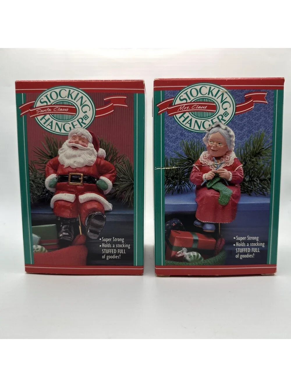 Hallmark Mr and Mrs Santa Claus Christmas Stocking Hangers (2 Lot) 1988